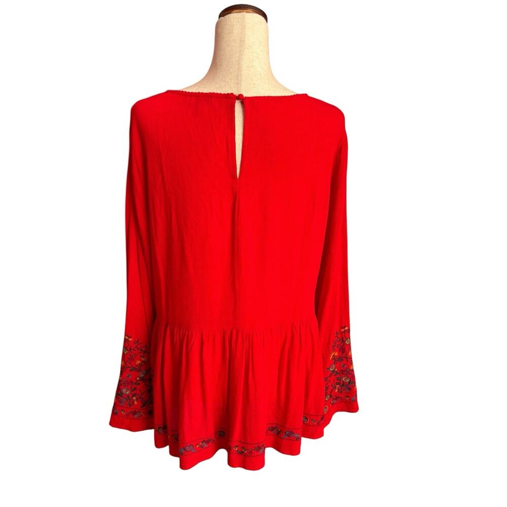 Umgee Long Sleeve Floral Embroidered Top Red Womens Size Large - Picture 4 of 7
